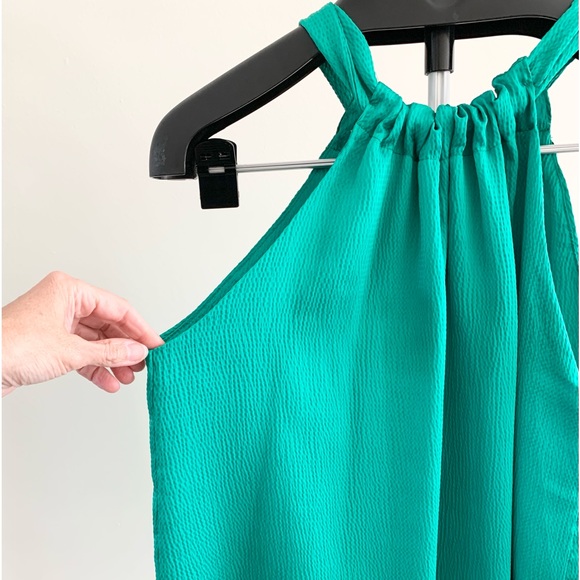 Textured Green Satin Halter Top - Picture 2 of 9